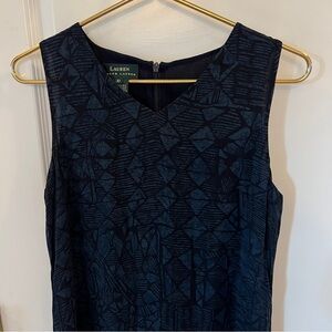 Lauren Ralph Lauren Ladies Size 10 Navy Silk Geometric Maxi Dress